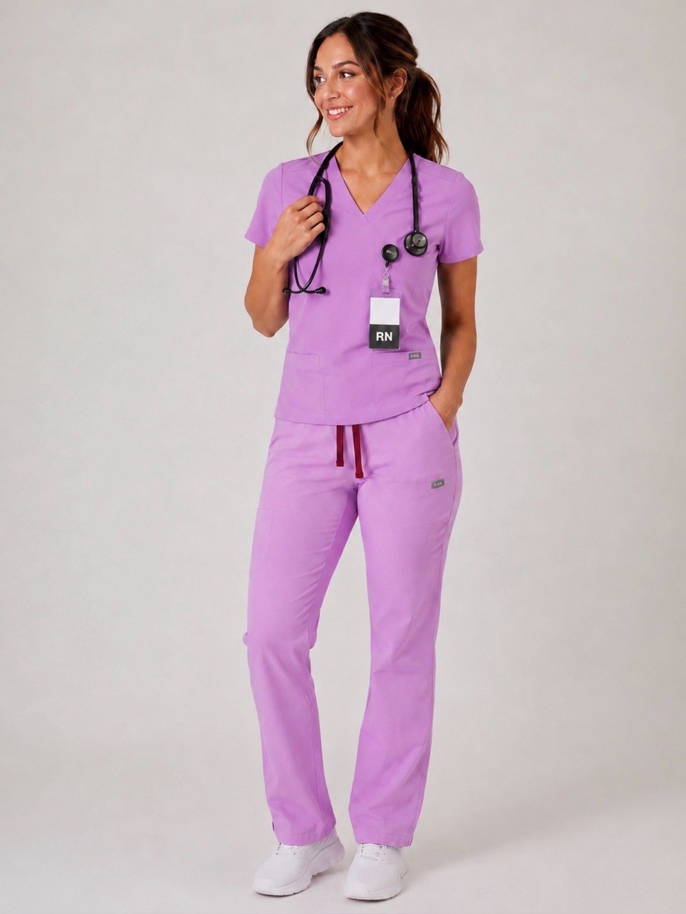 FIGS Technical Collection Scrub Pants M/P Petite Pink Purple Straight Leg